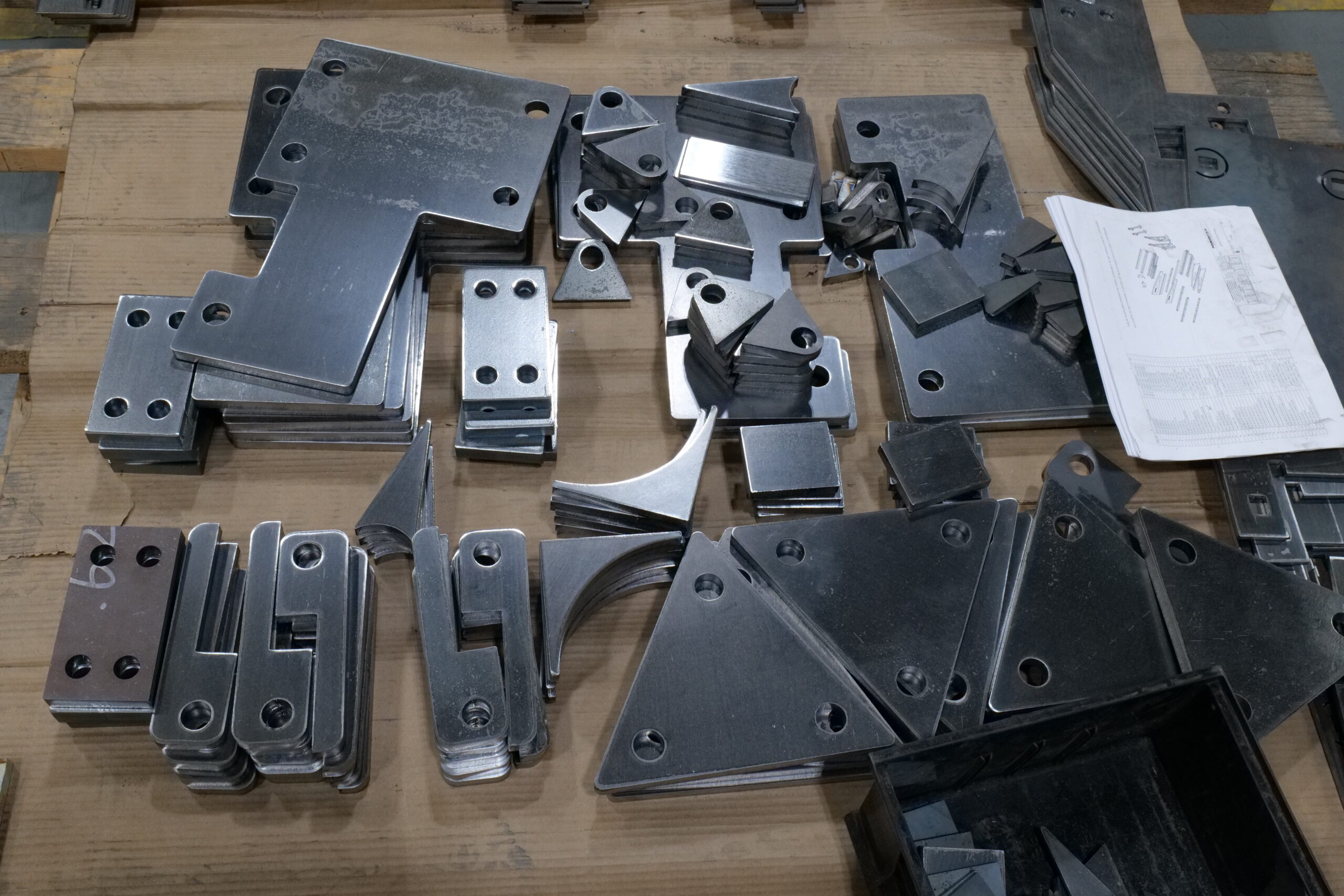 Metal nested parts that have been laser cut